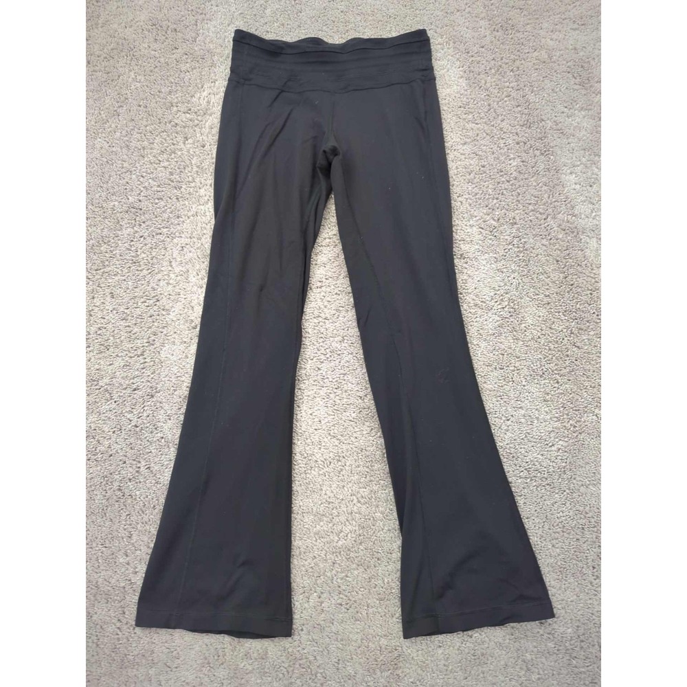 Prana Leggings Womens 25 Black Pull On Elastic Waist Low Rise Flared Gym